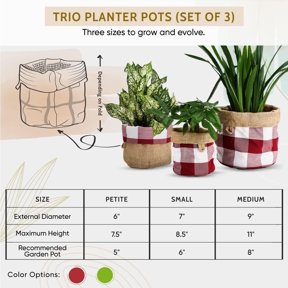 KIIZYS Woven Plant Basket Indoor Garden Planter Red Reversible 3 Pot Holder - Picture 2 of 3